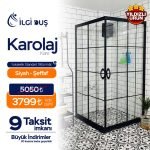 Siyah Karolaj Kare 90x90cm Duşakabin